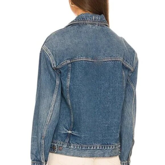 FREE PEOPLE We The FREE Jolene Trucker Oversized Denim Jean Jacket, Size XS - Picture 4 of 15